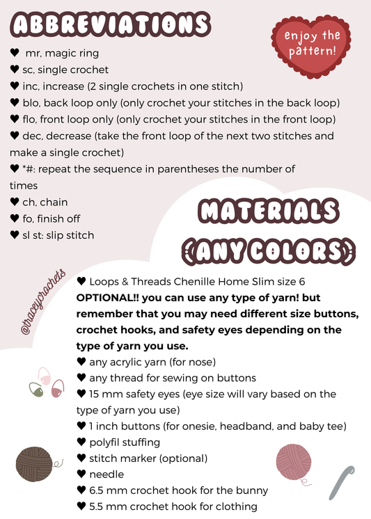 sweetie bunny clothing and accessories pattern bundle