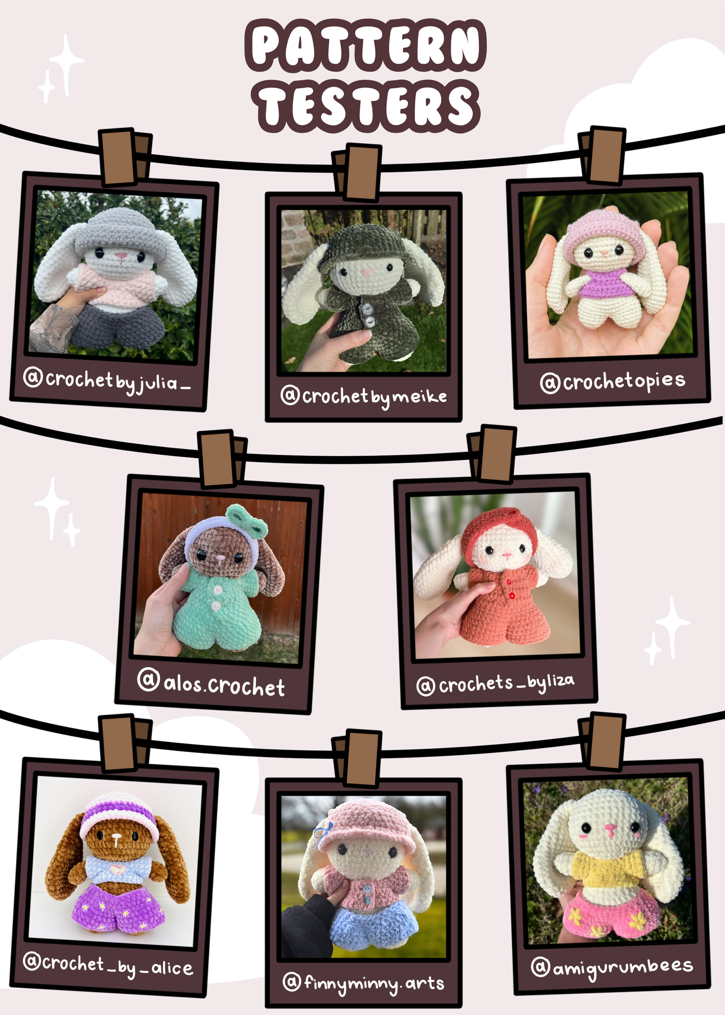 sweetie bunny clothing and accessories pattern bundle